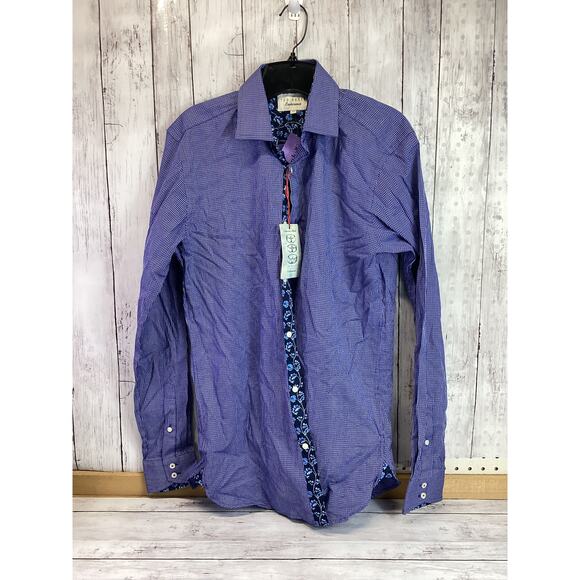 Ted Baker Endurance Men’s Blue Long Sleeve Buttoned Shirt Size 16 34/35 - Picture 1 of 4
